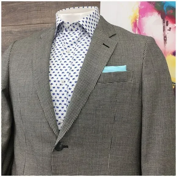 NORDSTROM Mens Blazer Sport Coat Casual Jacket‎ Size 40L Wool Silk Suit
